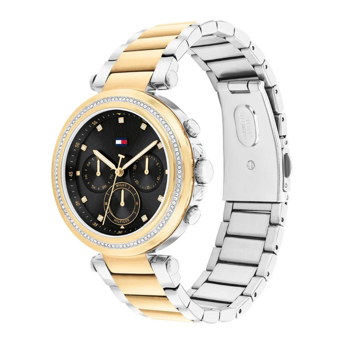 Tommy Hilfiger Women’s Two-Tone Black Dial Chronograph Watch 1782702 - Authentic