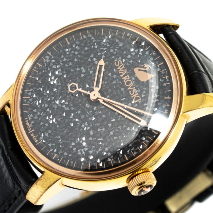 Swarovski Crystalline Hours Women’s Watch – Gold Case, Black Crystal Dial 5295377 - Authentic