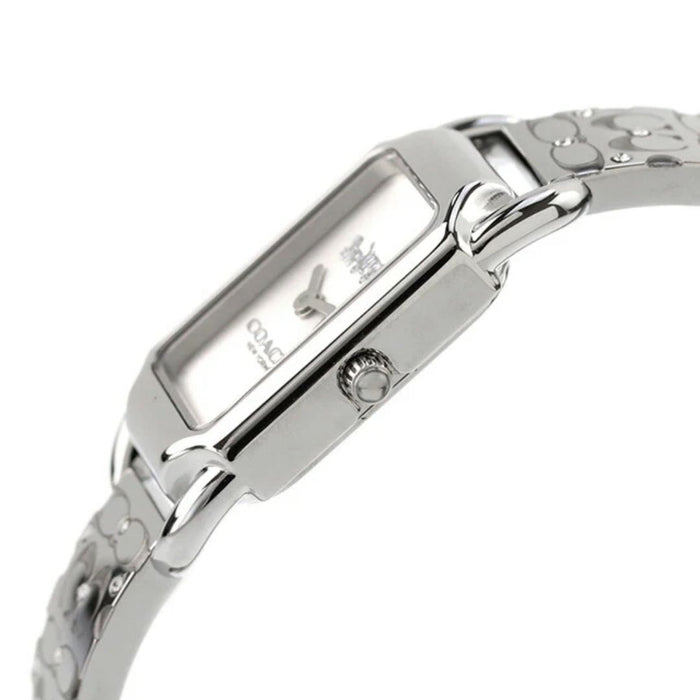 Coach Women’s Rectangular Quartz Watch – Silver Tone Bracelet with Crystal Accents 14504147 - Authentic