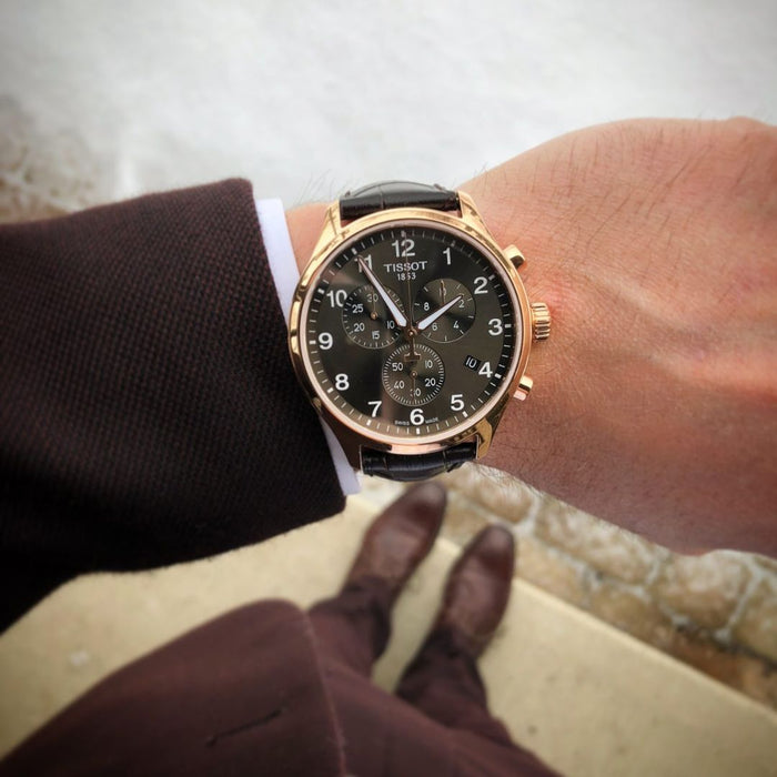 Tissot Chronograph Rose Gold Black Dial – Classic Sport t116.617.36.057.01 - Authentic