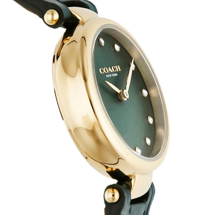 Coach Women’s Gold-Tone Quartz Watch – Green Dial with Crystal Markers 14503534 - Authentic
