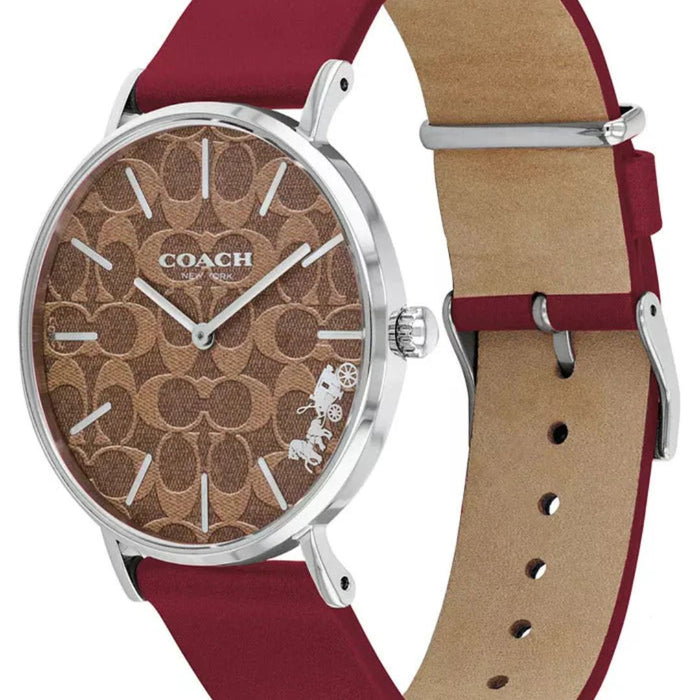 Coach Women’s Signature Watch – Brown Monogram Dial, Silver Case 14503474 - Authentic