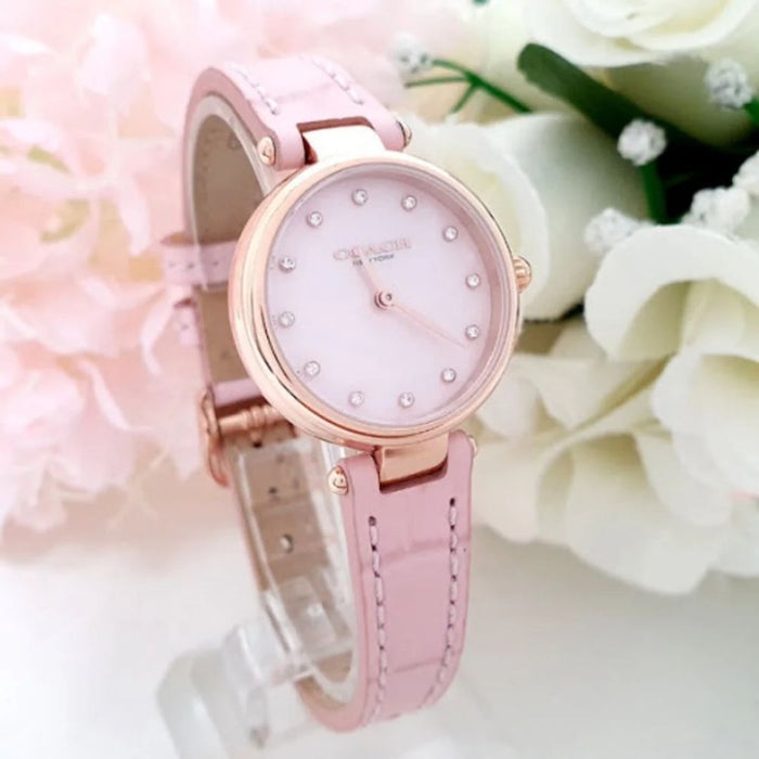 Coach Women’s Rose Gold Quartz Watch – Mother of Pearl Dial with Crystal Markers 14503537 - Authentic