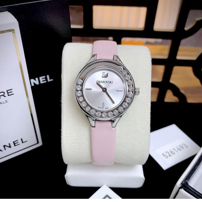 Swarovski Lovely Crystals Women’s Watch – Silver Case, Pink Leather Strap 5261493 - Authentic