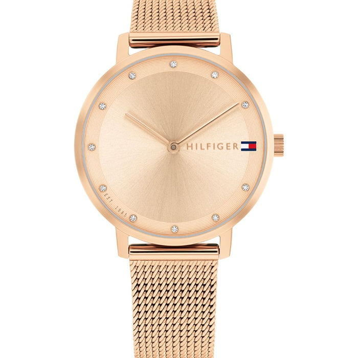 Tommy Hilfiger Rose Gold Mesh Crystal Watch for Women 1782729 - Authentic