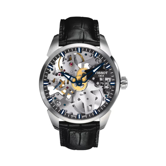 Tissot Chemin des Tourelles Skeleton Mechanical Black Leather (42mm) t070.405.16.411.00 (Swiss Factory)