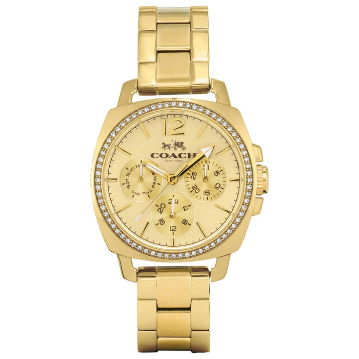 Coach New York Gold Women’s Chronograph Watch – Crystal Bezel & Multi-Function Dial 14502127 - Authentic