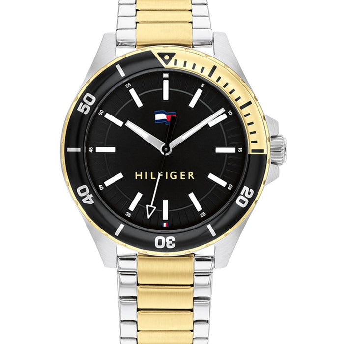 Tommy Hilfiger Men’s Two-Tone Black Dial Watch with Gold & Silver 1792013 - Authentic
