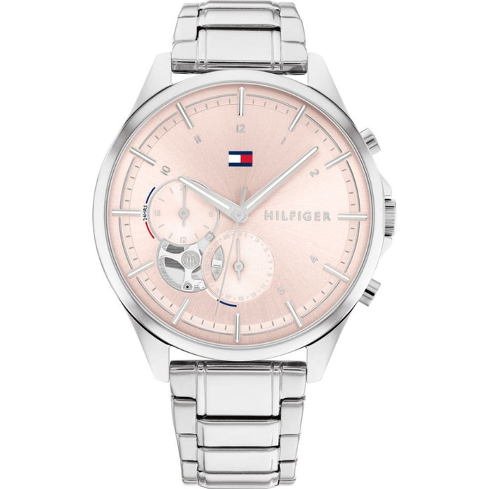 Tommy Hilfiger Silver Stainless-Steel Watch with Pink Sunray Dial 1782414 - Authentic
