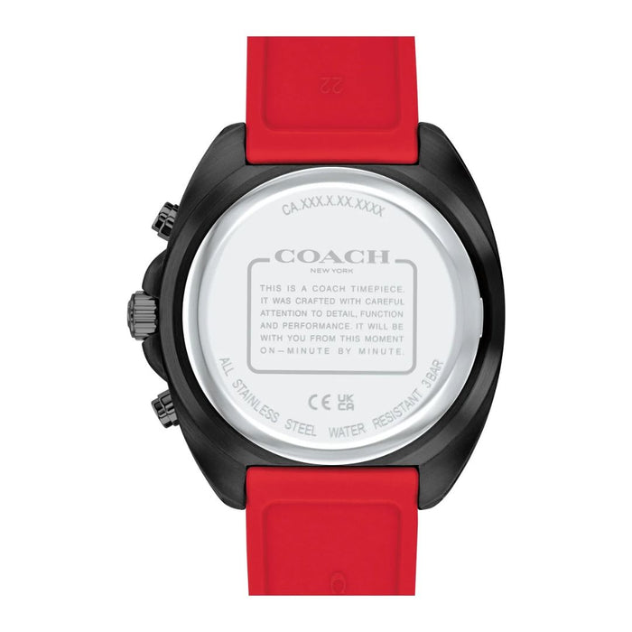 Coach Men’s Chronograph Watch – Black Dial & Red Silicone Strap 14602710 - Authentic