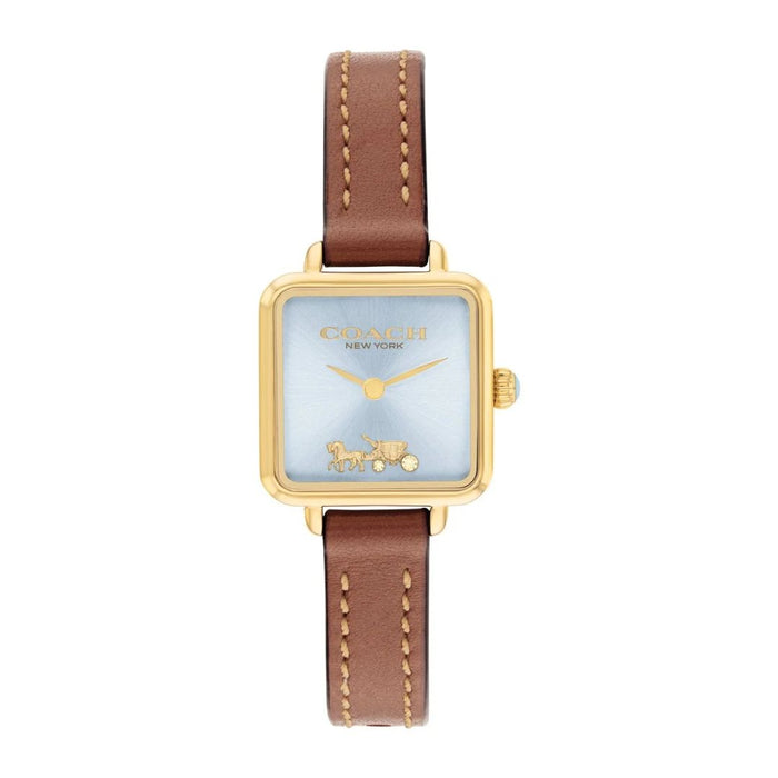 Coach Women’s Square Quartz Watch – Light Blue Dial with Gold Case 14504231 - Authentic