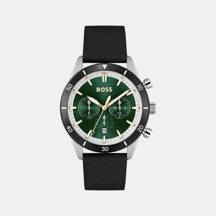 Hugo Boss Champion Sport Chronograph – Green Dial / Black Fabric Strap 1513936 - Authentic