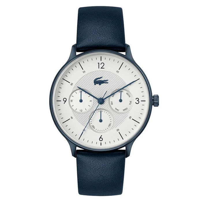 Lacoste Men's Moon Multifunction Blue Leather Watch 2011140 - Authentic