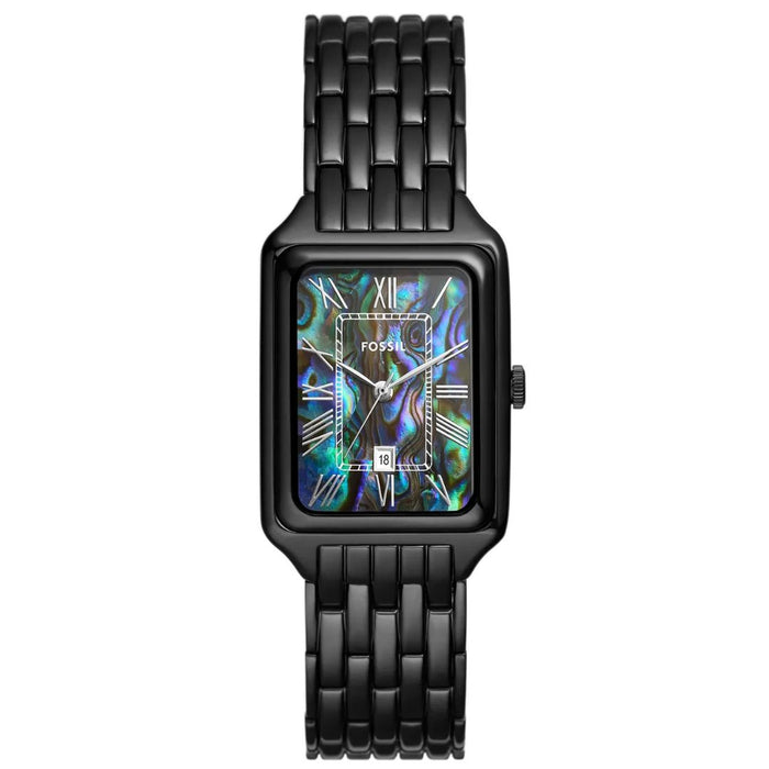 Fossil Rectangular Black Abalone Dial Women’s Watch - ES5340 - Authentic