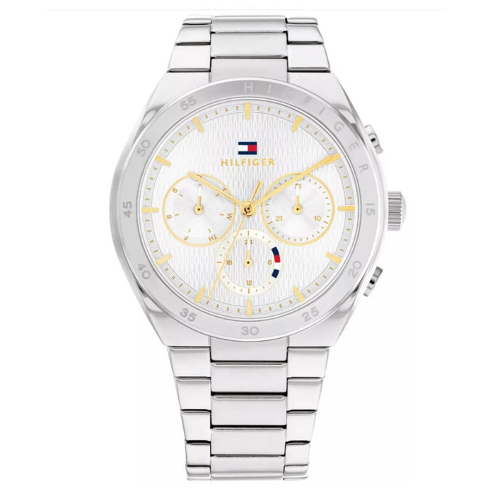 Tommy Hilfiger  Silver Chronograph Watch with White Textured Dial 1782573 - Authentic
