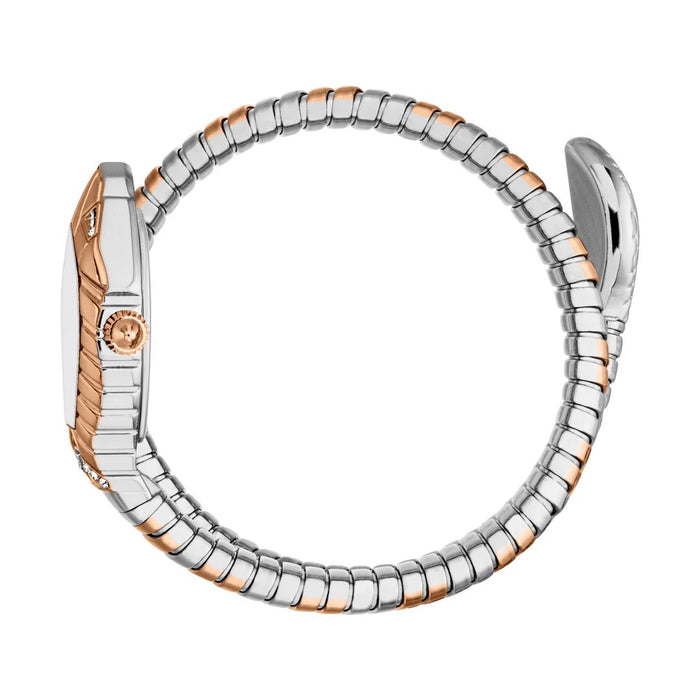 Just Cavalli Serpente Snake Head Two-Tone Rose Gold & Silver JC1L356M0065 - Authentic