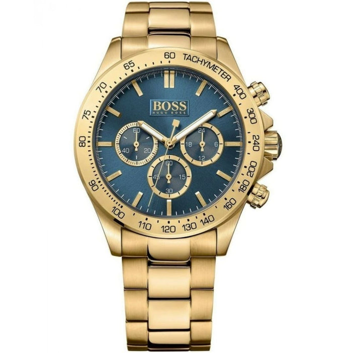 Hugo Boss Men’s Gold Chronograph Tachymeter Watch Blue Dial | Luxury Edition 1513340 - Authentic
