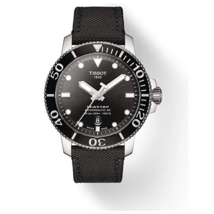 Tissot Seastar 1000 Powermatic 80 Black Dial Fabric Strap Watch t120.407.17.051.00 - Swiss Factory