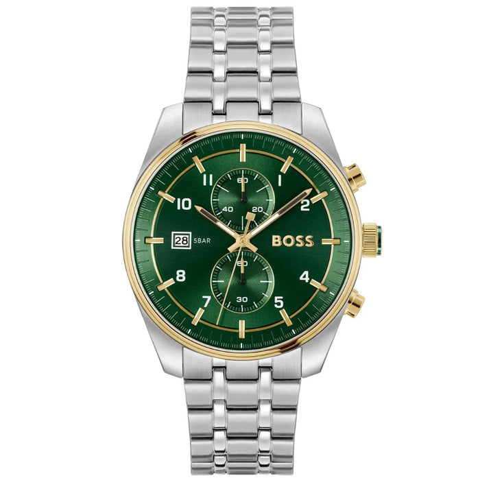 Hugo Boss Men’s Chronograph Watch – Silver & Gold Stainless Steel | 5BAR - 1514195 - Authentic