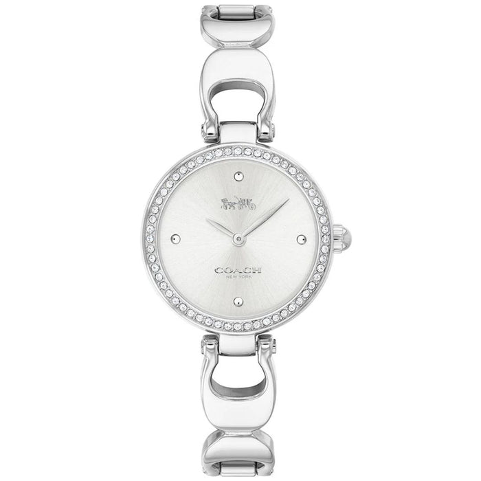 Coach New York Silver Round Women’s Watch – Crystal Bezel Bracelet 14503170 - Authentic