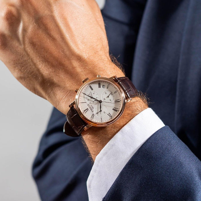 Tissot Carson Premium Chronograph – Rose Gold Case, White Dial t122.417.36.033.00 (Swiss Factory)