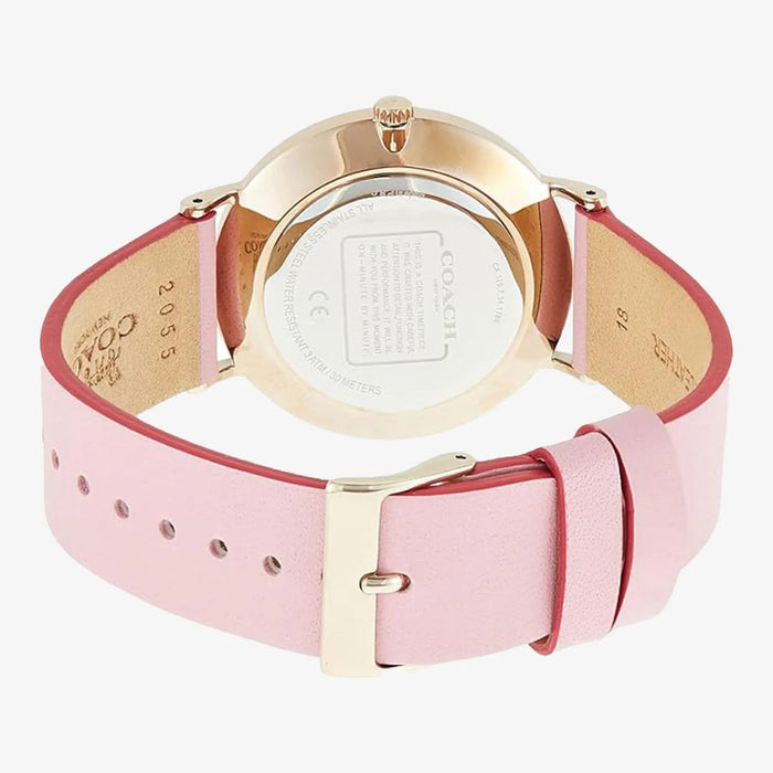 Coach Women’s Floral Monogram Dial Watch with Rose Gold Case & Pink Leather Strap 14503442 - Authentic