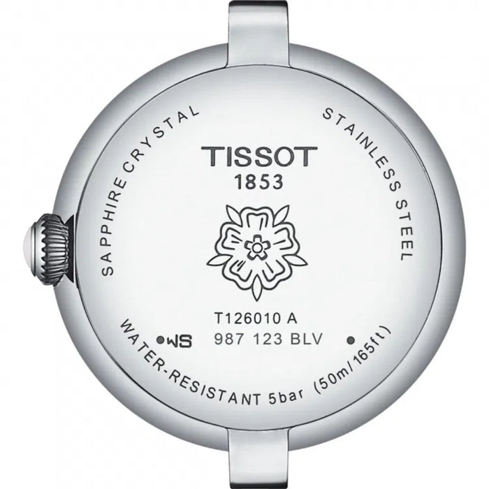 Tissot Flamingo – Mother of Pearl Dial | Red Leather Strap | Gem-Set Bezel t126.010.66.113.00 - Authentic
