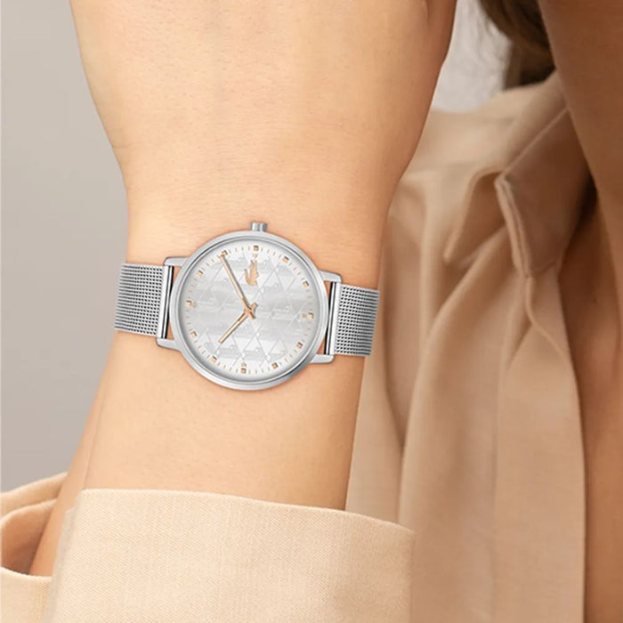 Lacoste Women’s Vienna Silver Mesh Watch - 2001285 - Authentic