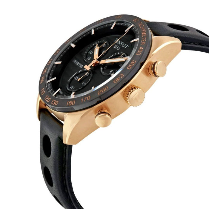 Tissot PRS 516 Chronograph Gold & Black – Sport Racing Leather Edition t100.417.36.051.00 (Swiss Factory)