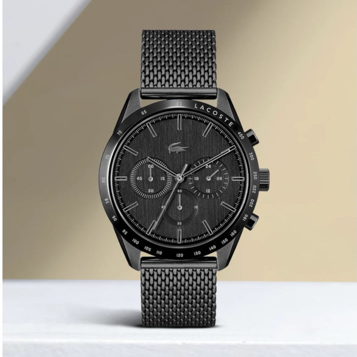Lacoste Men’s Madrid Chronograph Black Mesh Watch 2011162 - Authentic