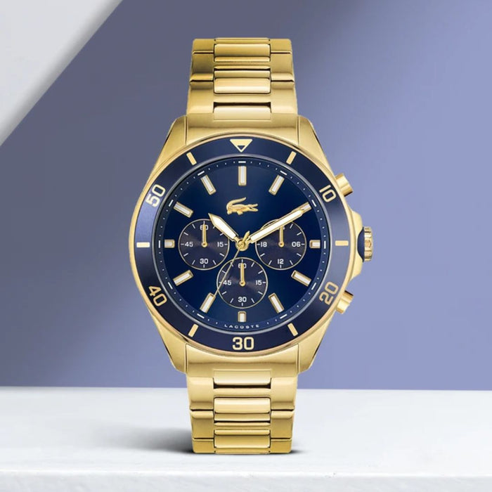 Lacoste Chronograph Gold-Tone Men’s Watch with Blue Dial - 2011151 - Authentic