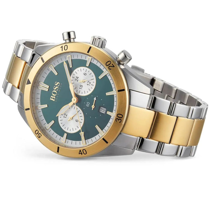Hugo Boss Pioneer Chronograph – Green & Gold Two-Tone Men’s Watch 1513872 - Authentic