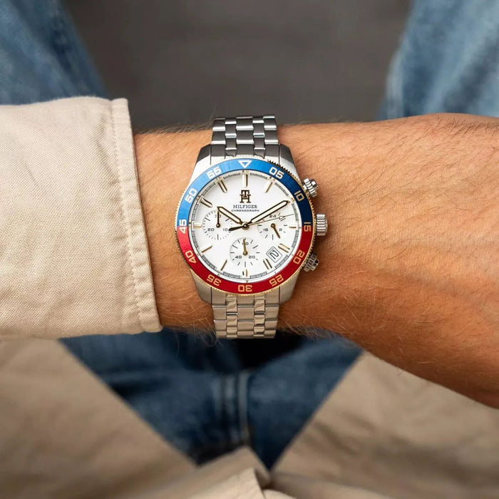 Tommy Hilfiger Chronograph – Silver Stainless Steel with White Dial 1792184 - Authentic