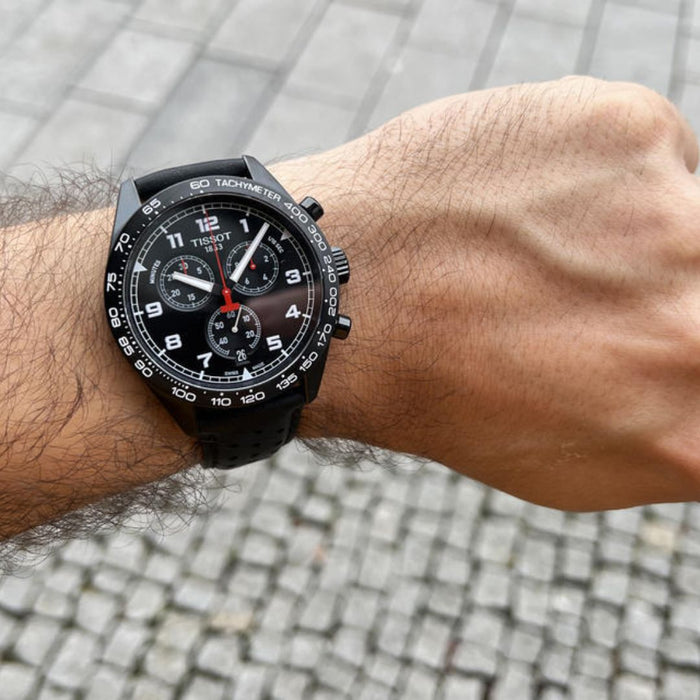 Tissot V8 Quartz Chronograph Black Dial – Black Leather Strap t131.617.36.052.00 (Swiss Factory)