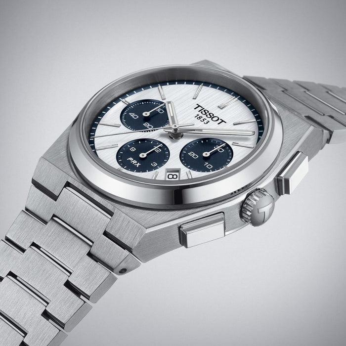 Tissot PRX Chronograph – Silver Dial with Blue Subdials | 42mm T137.427.11.011.01 - Swiss Factory