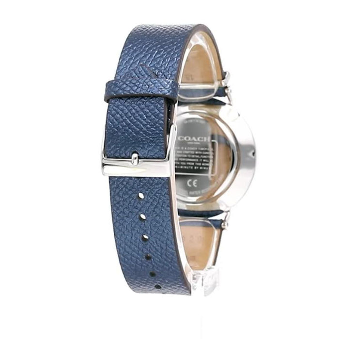 Coach Silver Case Leather Strap Watch – White Dial Quartz Timepiece 14503156 - Authentic