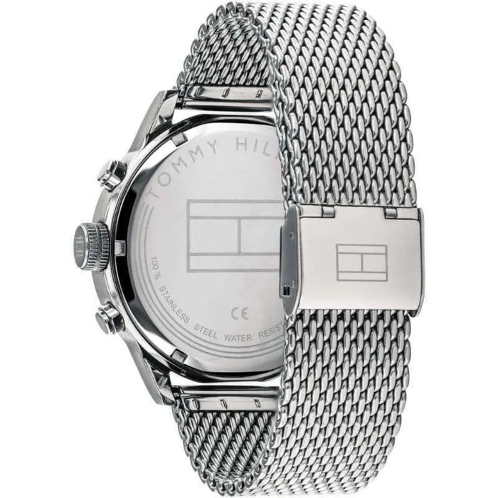 Tommy Hilfiger Dual Time Blue Dial Silver Mesh Strap 1791596 - Authentic
