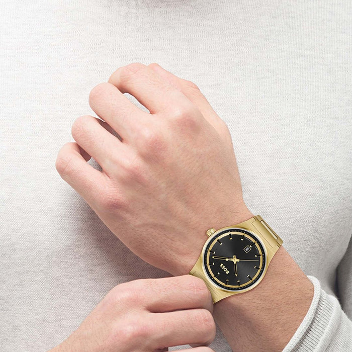 BOSS Pioneer Gold Black Dial Men’s Watch – HB 1514077 - Authentic