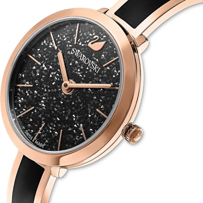 Swarovski Crystal Dial Watch – Rose Gold Tone & Black Finish 5580530 - Authentic