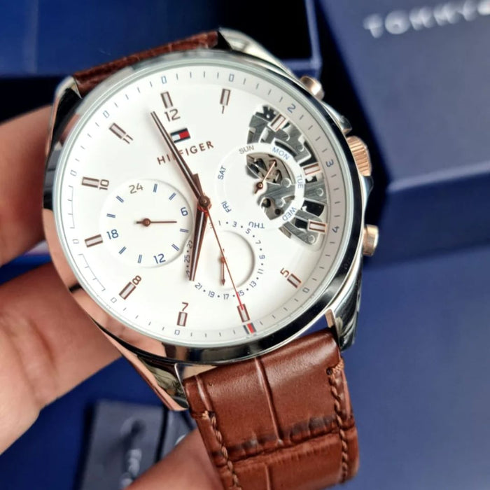 Tommy Hilfiger Men’s White Dial Chronograph Watch 1710450 - Authentic