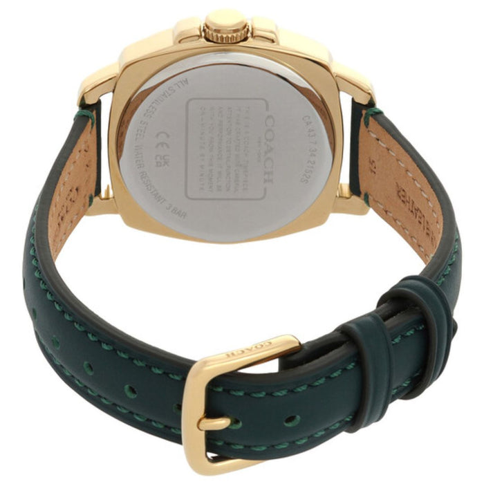 Coach Women’s Gold-Tone Crystal Bezel Watch with Green Leather Strap 14503982 - Authentic