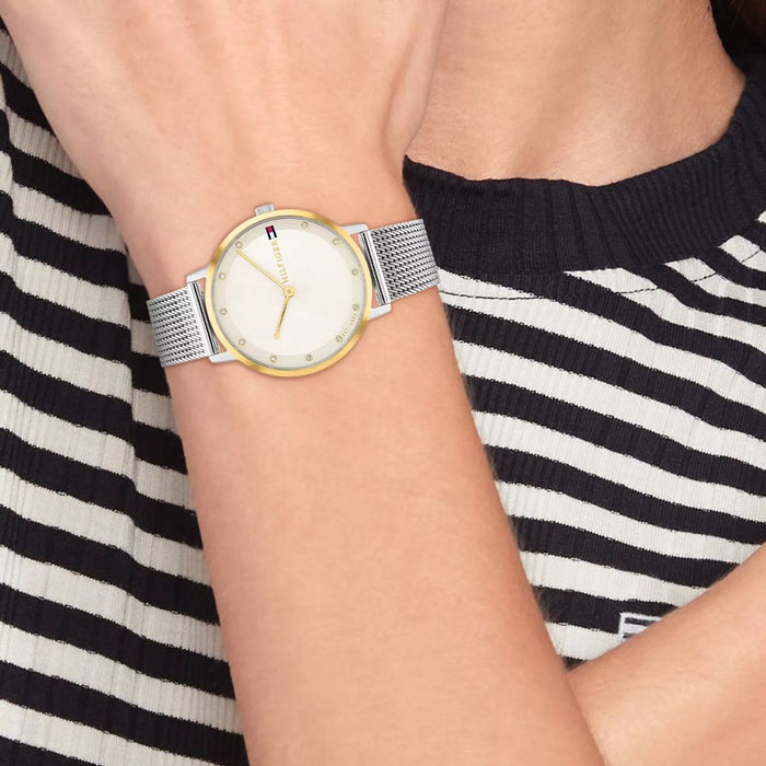 Tommy Hilfiger Gold & Silver Mesh Watch for Women 1782667 - Authentic