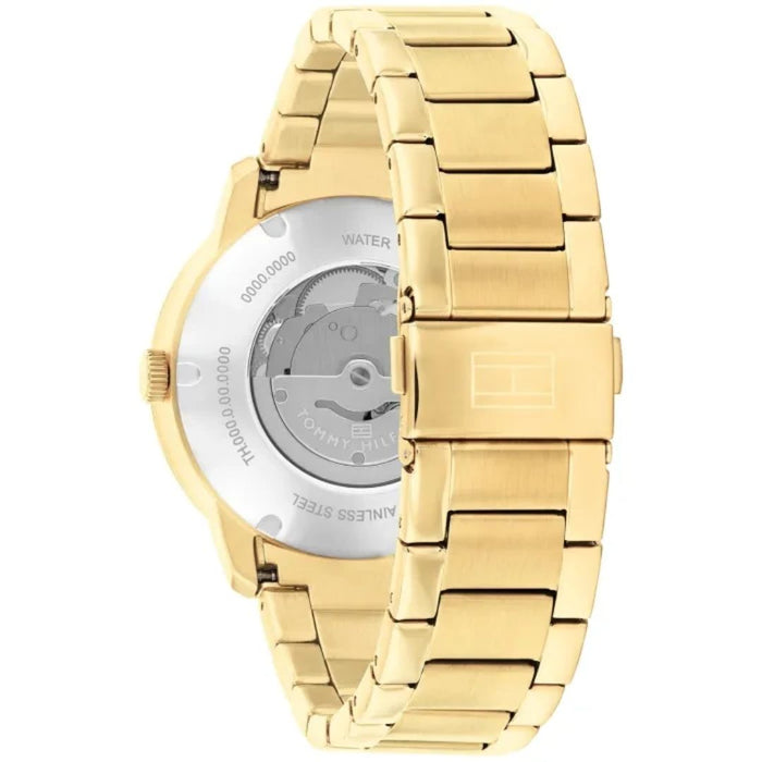 Tommy Hilfiger Men’s Gold Automatic Skeleton Watch with Green Dial 1710662 - Authentic