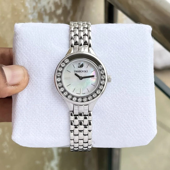 Swarovski Women’s Crystal Bezel Watch – Silver Stainless Steel, Swiss Made 5242901 - Authentic