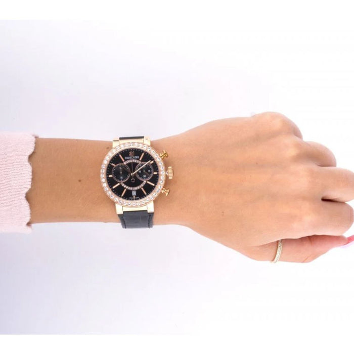 Swarovski Women’s Chronograph Watch – Rose Gold Tone, Black Dial 5055209 - Authentic