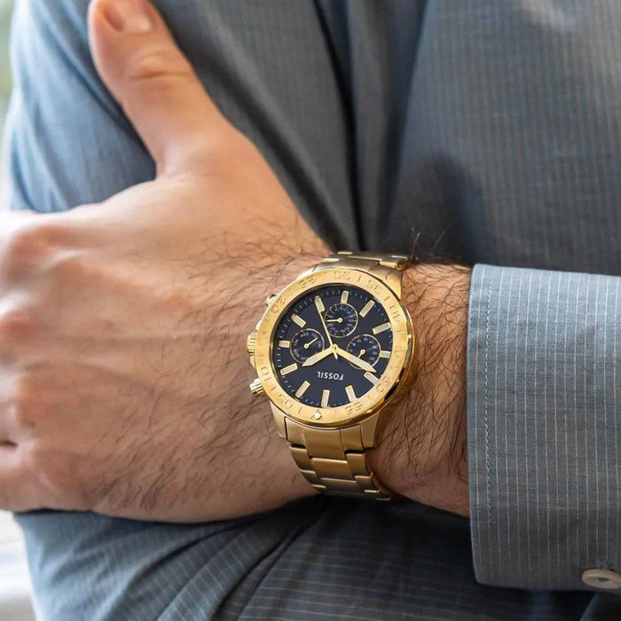 Fossil Dean Chronograph Gold-Tone Stainless Steel Watch - BQ2706 - Authentic