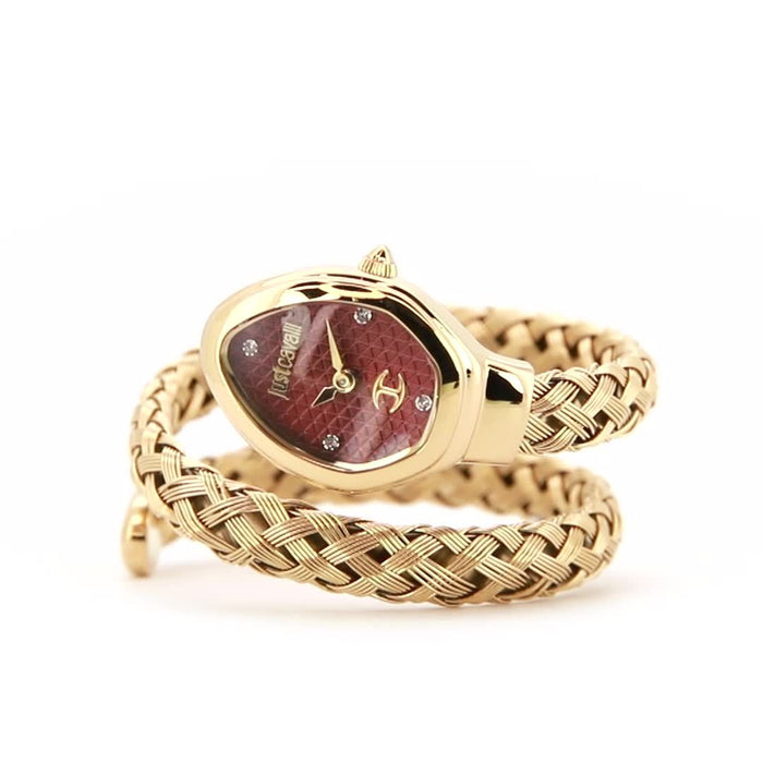 Just Cavalli Women’s Wrap Bracelet Watch – Gold with Red Dial JC1L264M0035 - Authentic