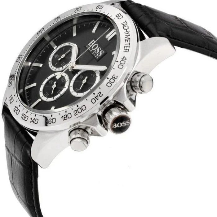 Hugo Boss Men’s Chronograph Tachymeter Watch Leather Strap | Classic Luxury 1513178 - Authentic