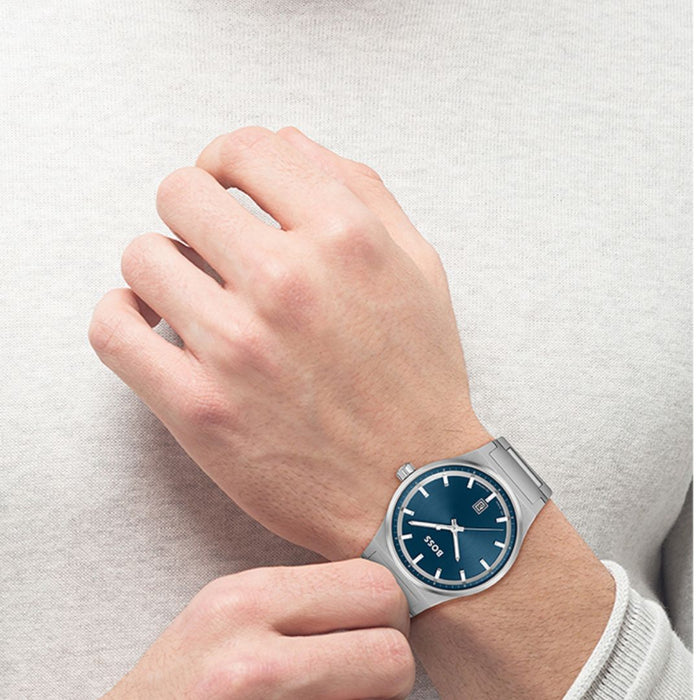 BOSS Pioneer Blue Dial Stainless Steel Men's Watch – 1514076 - Authentic