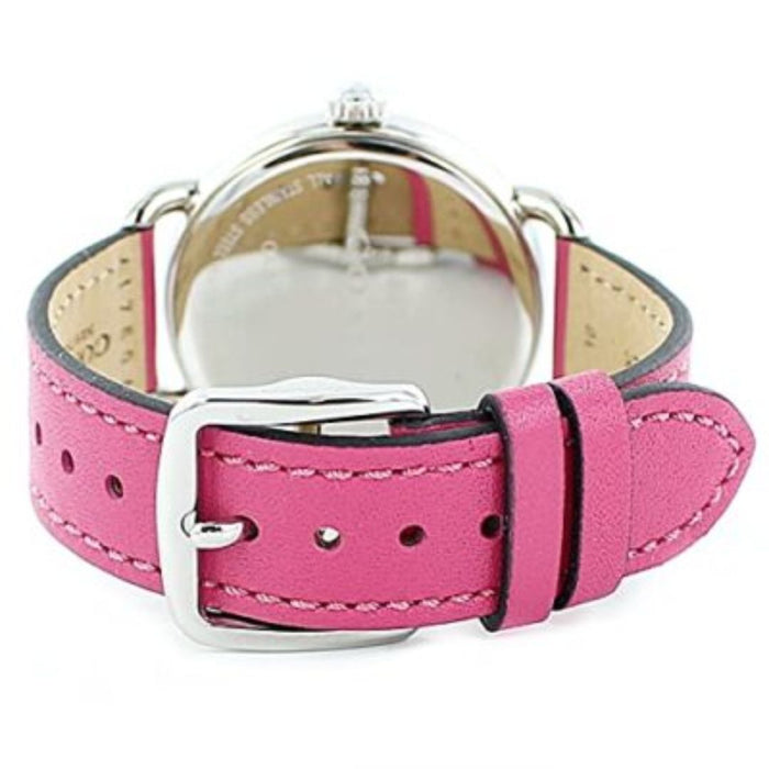 Coach Women’s Silver Watch with Pink Crystal Bezel & Pink Leather Strap 14502879 - Authentic